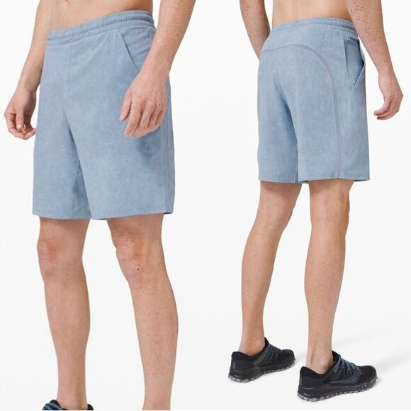 Lululemon Pacebreaker Shorts Mens M Lined 9" Inseam Gravel Dust Chambray‎ Golf - Picture 1 of 10